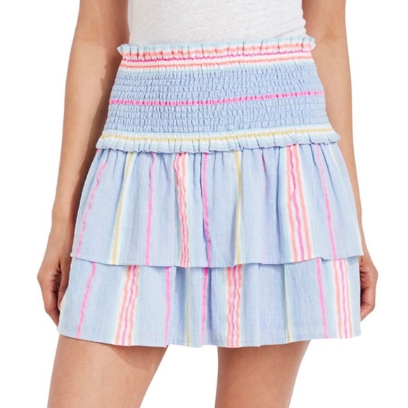 Vineyard Vines Womens Beachy Stripe Smocked Tiered Skirt Small - Picture 2 of 8